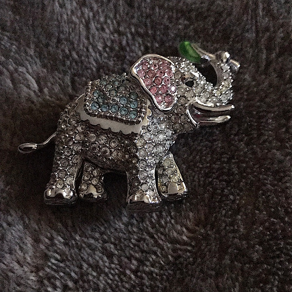 Signed Swarovski silver tone Elephant brooch